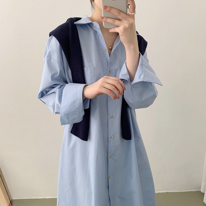 예쁨시전 오버핏 빅사이즈 임부복 마실룩 데일리 롱 셔츠 원피스