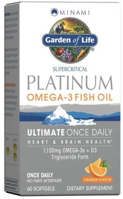 Garden of Life Minami Platinum Omega 3 Fish Oil 가든오브라이프 플래티넘 오메가3 피쉬오일 오렌지맛 60소프트젤, 60정, 1개 - 쿠팡
