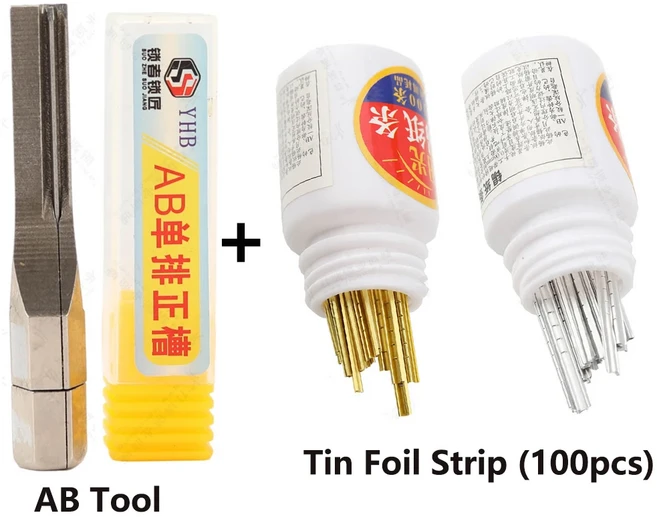 AB 단일 행 포지티브 슬롯 전원 키 100pcs 완료 주석 호일 스트립 금색과 은색 소모품, 06 Set