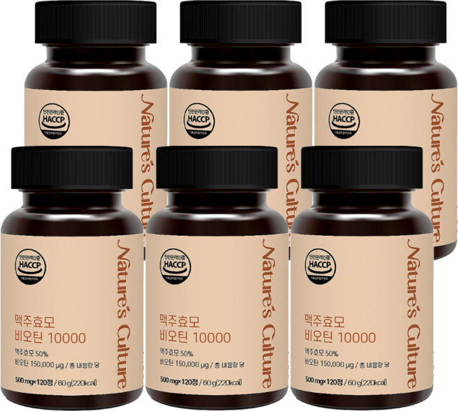 프리미엄 독일 맥주효모 비오틴 10000 고함량 HACCP인증, 6개, 120정