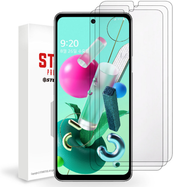 스톤스틸 LG Q92 액정 보호 강화유리 필름 1+1+1 (엘지 q 92), 3개