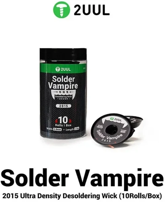 2UUL DW15 10 롤/박스 디 솔더링 와이어 뱀파이어 초밀도 주석 마더 보드 PCB BGA 납땜 도구 심지, 01 2UUL DW15