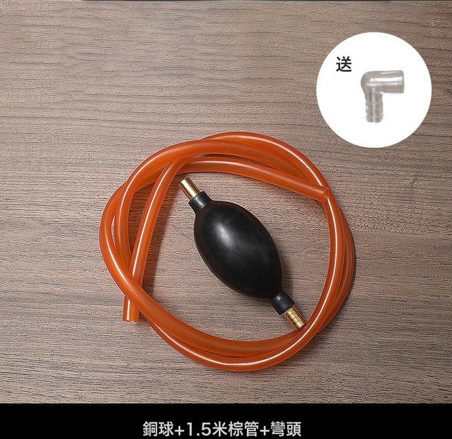 茶盤排水管硅膠雙銅頭茶水球吸水球防凍軟管管茶具配件排水神器, 1個, 銅球+1.5棕管+彎頭:如圖