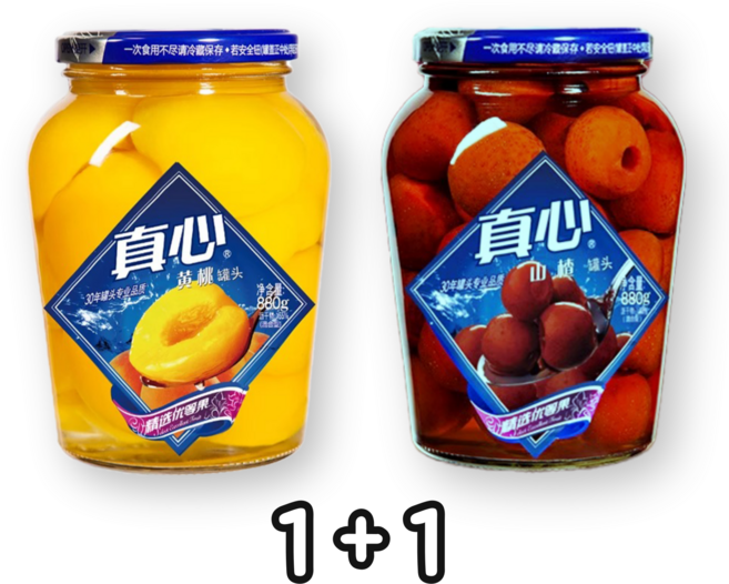 왕부정 중국식품 황도 산자 열매 꽌토 1+1 통조림 병조림, 1개