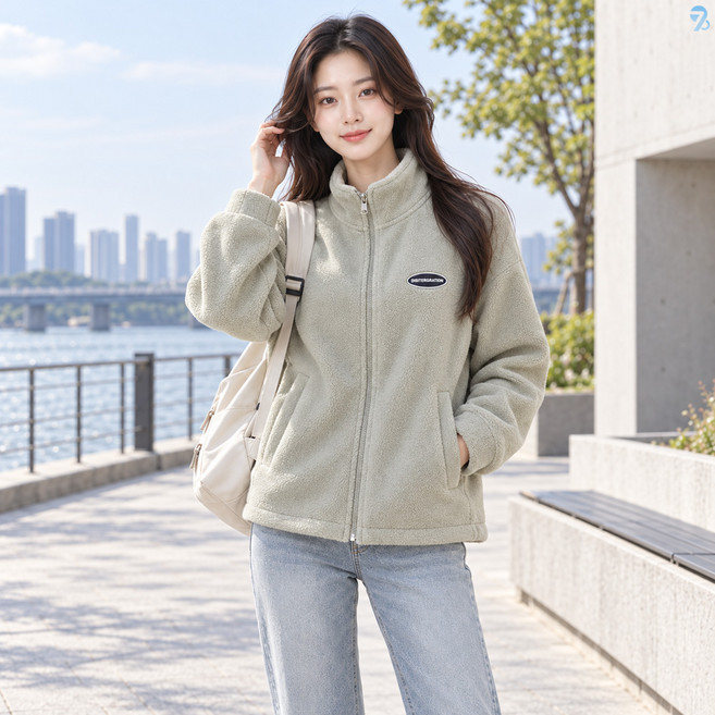 2위 - 708090 여성용 스탠드칼라 안쪽 기모 플리스 자켓