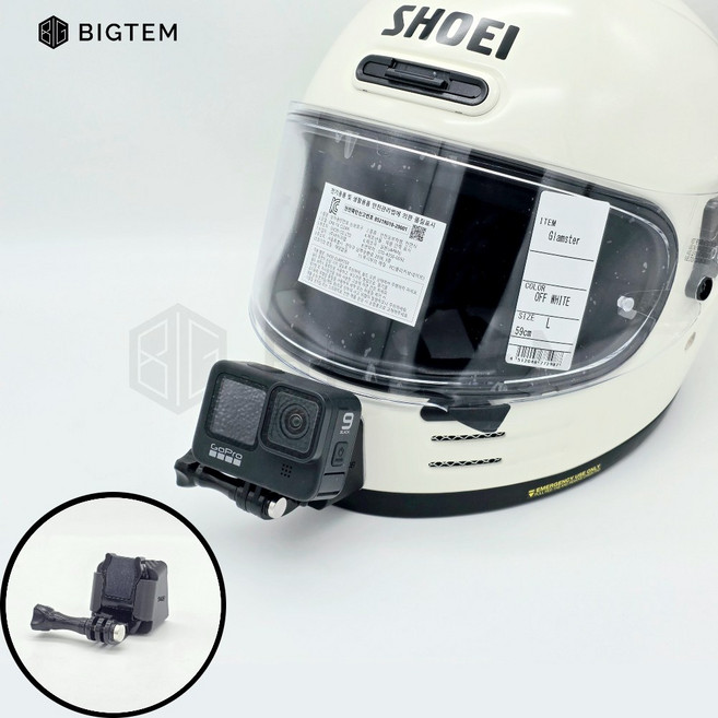 빅템 쇼에이 글램스터 전용 액션캠 마운트 일체형 맞춤형 턱캠 헬멧 고프로 거치대, #2 화이트, 1개