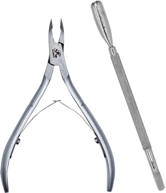 카라 니퍼 전문가용 네일니퍼 & 네일푸셔 큐티클제거 네일케어, 1개, 실버, 푸셔1개