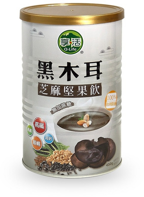 Q-Life 享活 黑木耳芝麻堅果飲 無添加糖 高纖 全素, 1個, 單罐（450g）, 450g, 1個裝