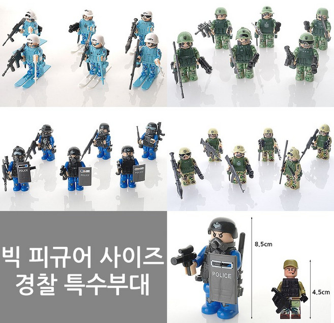 빅사이즈특공대 경찰특공대 특수부대 블록 swat 히어로 블록 달란트 레고호환옥스포드 블록, 스노우 빅피규어 블럭 6종, 1개
