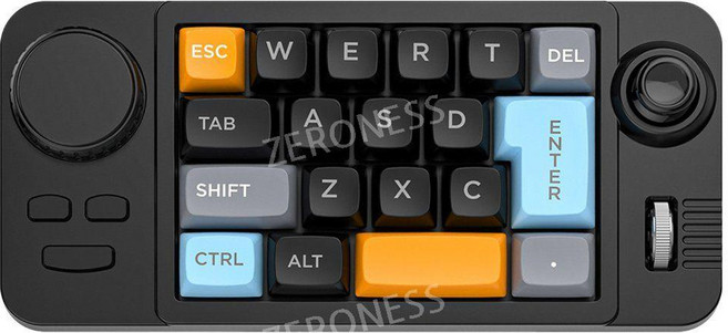 스팀덱 프로크리에이트 매크로키보드 조이스틱 노브 19키 내장 기계식 적축 키패드 RGB, 오렌지축, 19개의 키, 검정