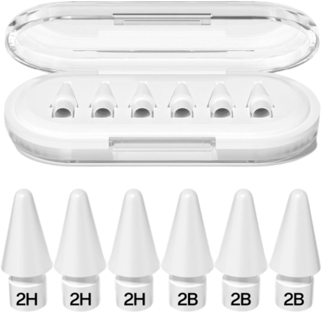 투에이비 애플 펜슬 호환 2B+2H 펜촉 SET, 1세트, 투명 화이트