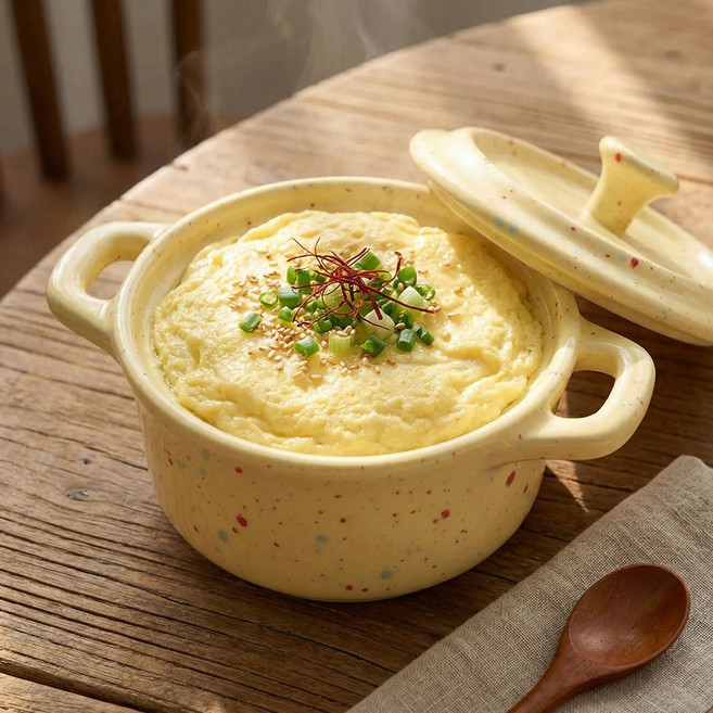 [파격사은품] 루체 양손 미니 계란찜기 도자기 냄비 전자레인지, 스프링옐로우, 1개