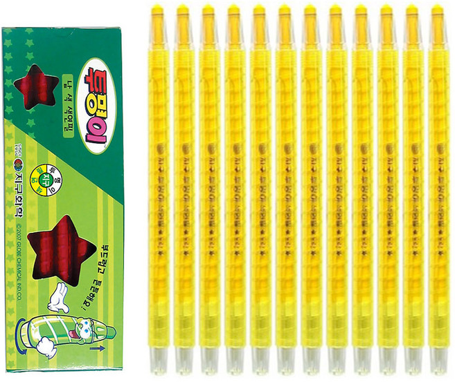 지구화학 투명이 낱색 색연필 1타(12자루), 노랑, 1개