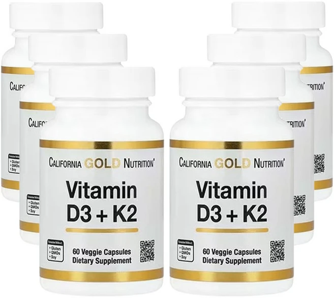 캘리포니아 골드 뉴트리션 비타민 D3 + K2 60베지캡슐, 60정, 6개 - 쿠팡