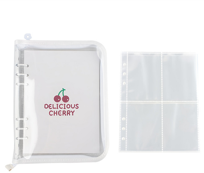 6공 포카 바인더 + A5 4칸 양면 속지 30장 포함 포토 카드 앨범 콜렉트북 사진 포켓 홀더 콜북 사진첩 다이어리 홀더북 포카북 카드북 포토북, R99910W, 1개, 화이트