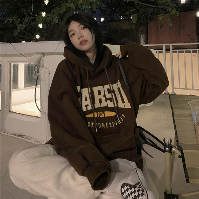小蘭優購 韓版 加絨加厚 連帽衛衣 女秋冬 寬鬆BF風情侶裝