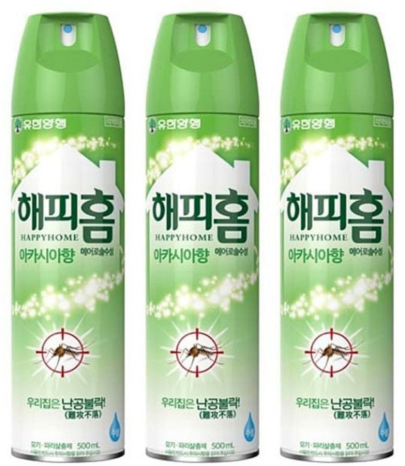 유행 해피홈 아카시아향 에어로솔 500ml 3개 bog+464Hu