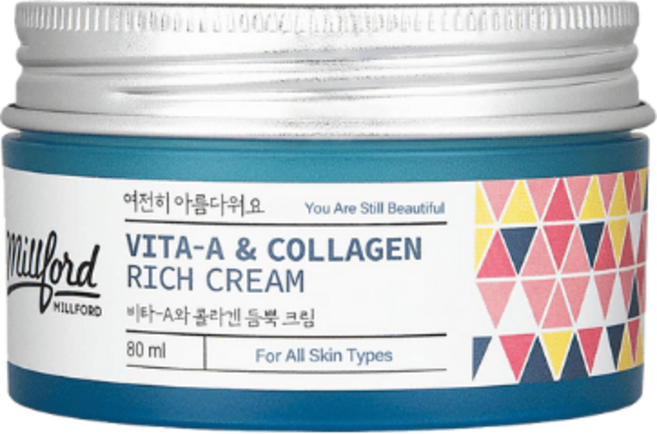 [밀포드] 비타-A와 콜라겐 듬뿍 안티에이징 탄력 콜라겐 크림, 1개, 80ml
