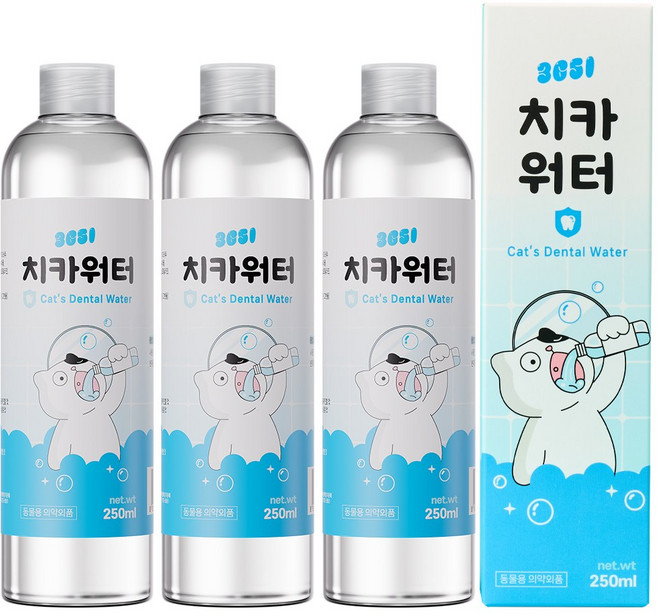 3651 치카워터 덴탈워터 고양이 마시는 치약 구강청결제, 3개, 250ml
