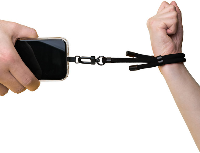 릿츠 도난방지 핸드폰 스트랩 소매치기 방지 유럽여행 필수템, 1개, 블랙