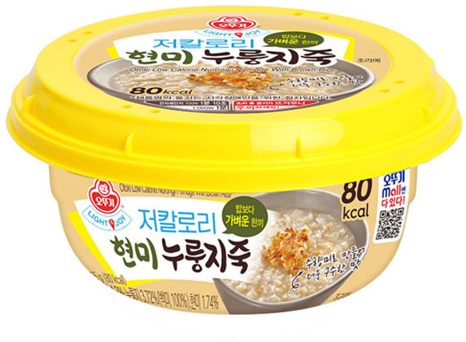 오뚜기 라이트 앤 조이 저칼로리 현미 누룽지죽, 215g, 2개