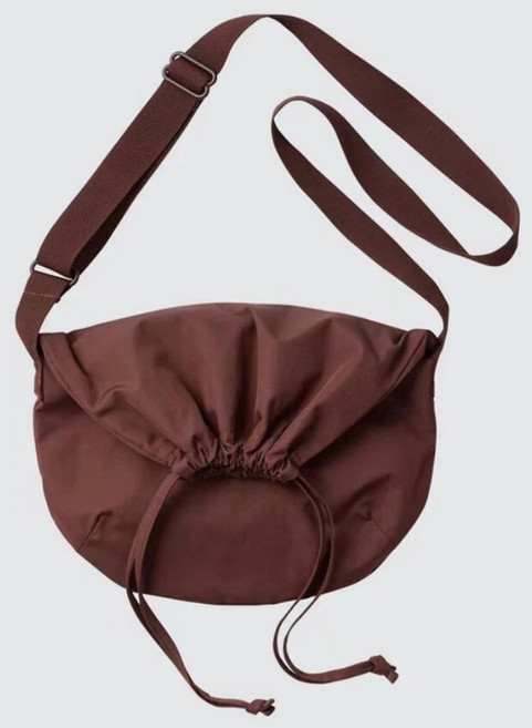 斜挎束口側背包, 酒紅色,小號