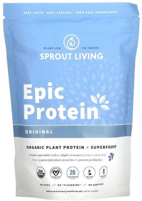 스프라우트 리빙 Epic 프로틴 유기농 식물성 단백질 플러스 슈퍼 푸드 오리지널 456g (1lb), 1 파운드, 1개 - 쿠팡