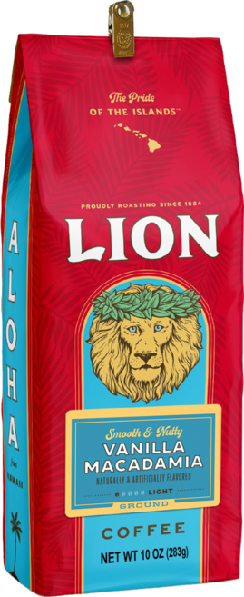 하와이 라이언 커피 바닐라 마카다미아 그라운드 라이트 로스트 283g(10oz)x2 Vanilla Macadamia Ground Light Roast Bag with Bag, 283g, 3개, 분쇄
