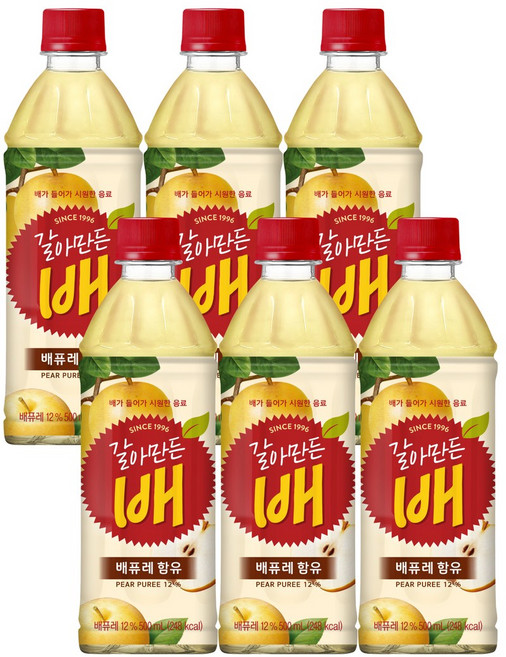 해태 갈아만든배 pet 500ml, 6개