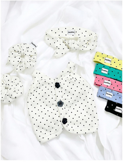 [바이올독] 쁘띠 강아지 나시 가디건 쁘띠스카프 이어슈슈, 블랙, 1개