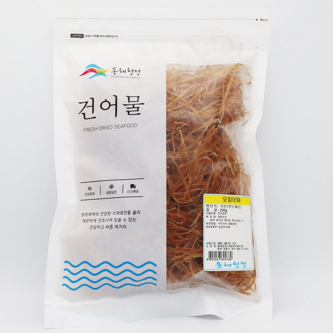 [동해청정] 연근해산 오징어실채 골드(무조미 오징어채) / 오징어칼채 / 국산오징어귀채, 1개, 300g