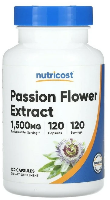 미국 뉴트리코스트 Nutricost Passion Flower Extract 패션플라워 시계초 추출물 1 500mg 캡슐, 5개, 120정 - 쿠팡
