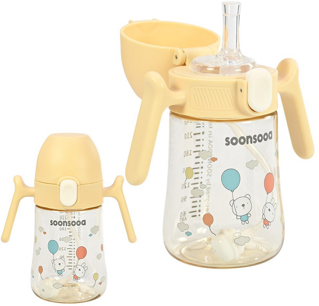 순수아 원터치 유아 PPSU 빨대컵, 240ml, 1개, 라이트베이지