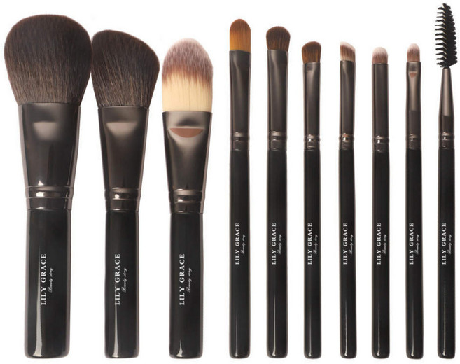 블랙 뮤즈 휴대용 미니 메이크업 브러쉬세트 10종 지갑포함, 1개