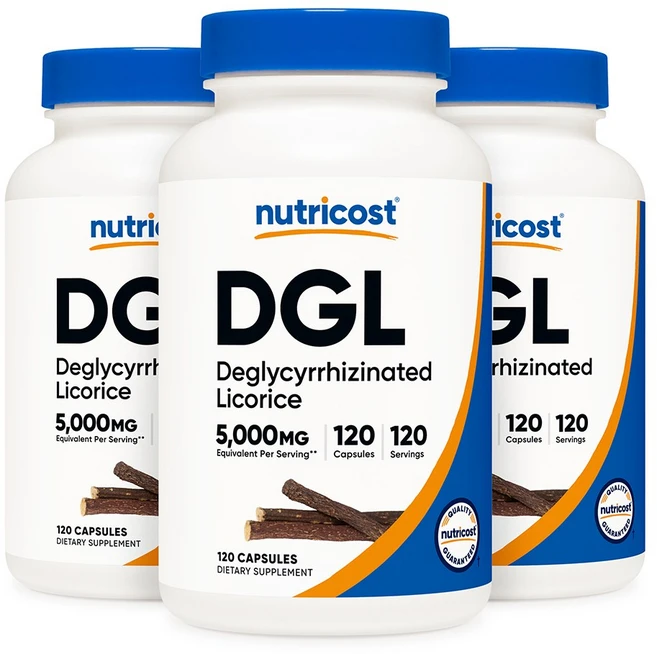 Nutricost DGL 감초뿌리추출물 5000mg 120캡슐 3개 리코라이스 디지엘, 120정 - 쿠팡