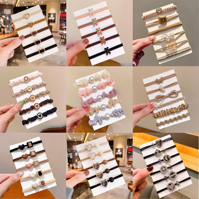 투해피 대용량 데일리 머리끈세트 JJ08 머리끈 48개세트 썸머베이직