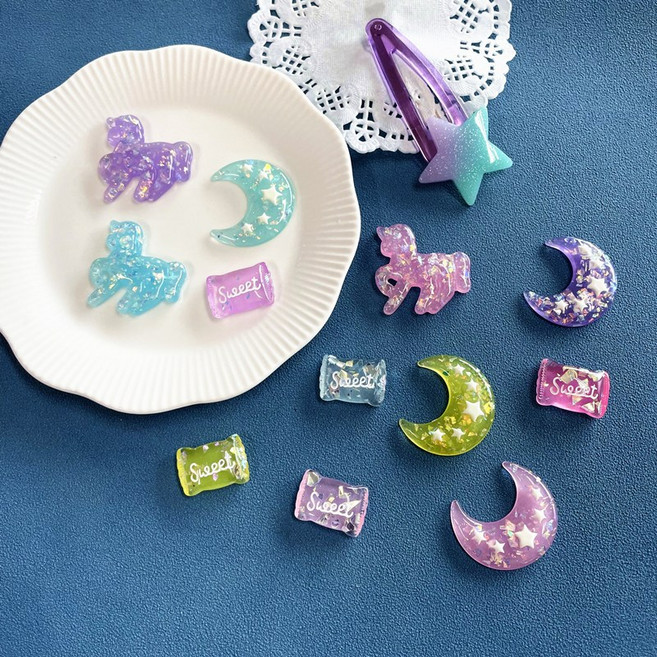 글리터 유니콘 캔디 봉지사탕 달 플라스틱 데코덴 파츠, 낱개, PL78-3 핫핑크캔디, 1개