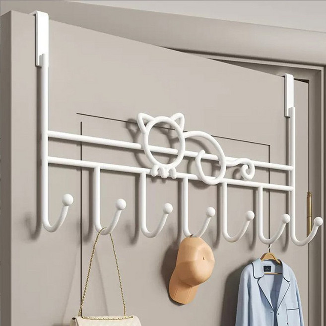 무타공 냥냥이 도어행거 7구 도어후크 옷걸이, 화이트, 1개