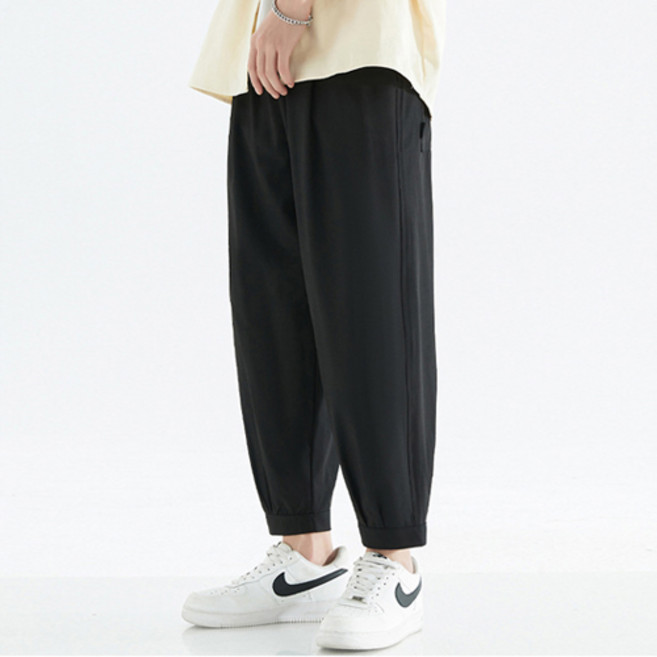 양놀 남자 여름 바지 테이퍼드 핏 밴딩 아이스 쿨 팬츠