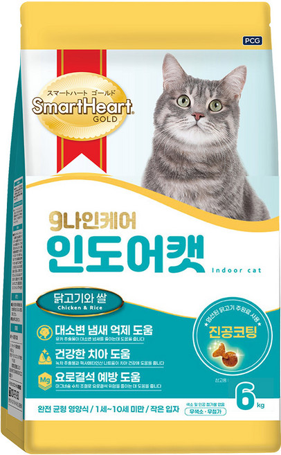 스마트하트골드 고양이 나인케어 기능성 사료, 인도어, 6kg, 1개