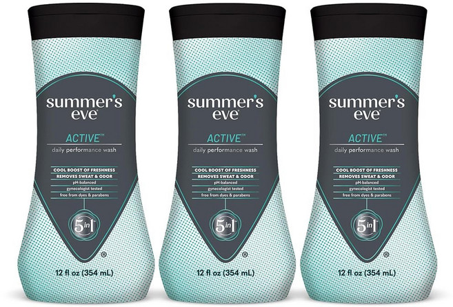 써머즈이브 여성청결제 액티브 데일리 12oz 3팩 순한세정, Active Wash (Pack of 3), 3개