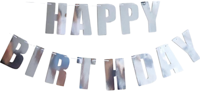 파티에진심인사람들 해피벌스데이 레터링 가랜드 생일가랜드 파티소품, 1개, 실버