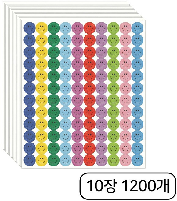 영바이브 동그라미 원형 칭찬 스티커, 혼합색상 10장