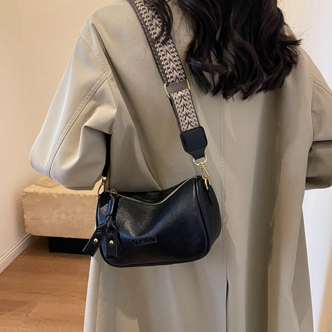 여성 가죽 넓은 어깨끈 크로스백 데일리 캐주얼 베개백