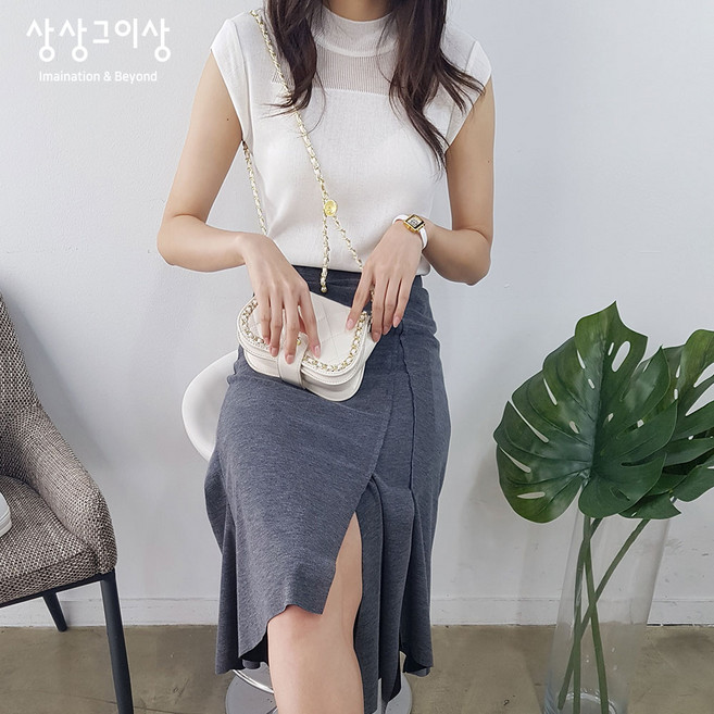 상상그이상 여성용 국내제작 절개 롱스커트 전체밴딩 언발기장 스판좋은 편안한 무지스커트 똥배커버 가성비좋은 데일리템 밴딩스커트