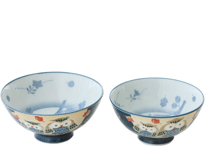 꿈꾸는 키친 일본 가을 부엉이 공기대접세트, 1세트, 공기+대접