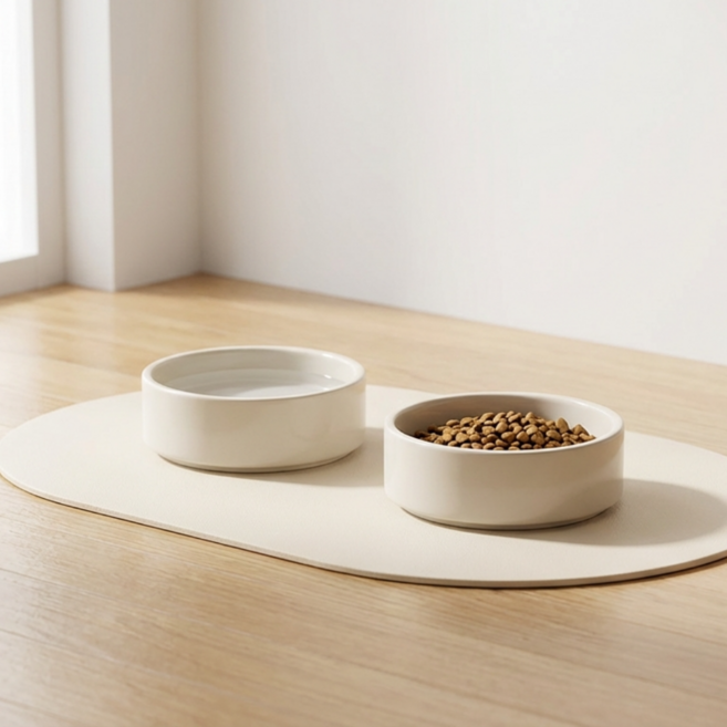 올드퓨처 반려동물 미끄럼방지 실리콘 식기매트, 1개, 아이보리