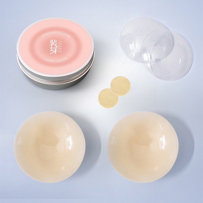 裴芽 隱形硅膠乳貼, 1個, 一盒裝,粉盒