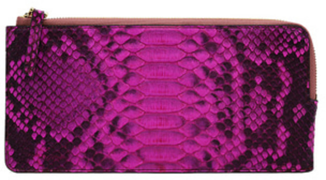 리얼 뱀가죽 파이톤 슬림지퍼장지갑 뱀피 핫핑크