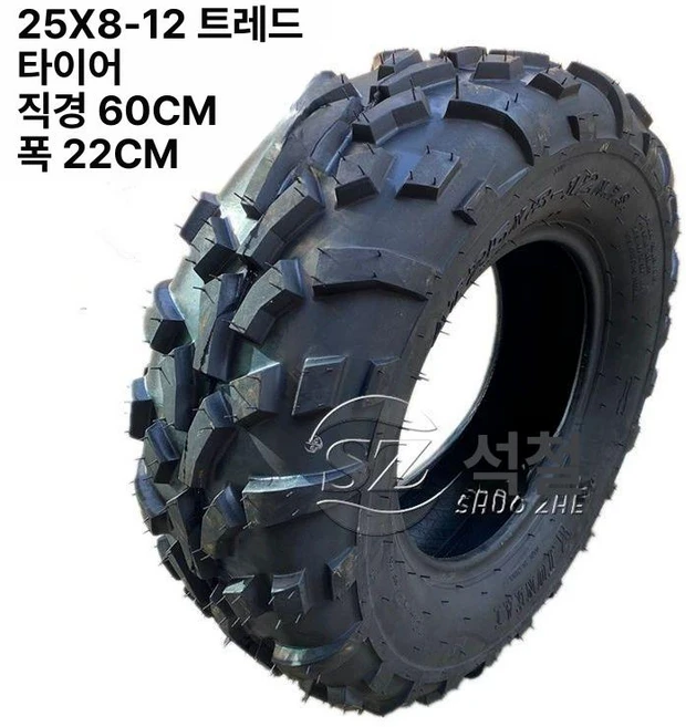 농업용바퀴 ATV 농업용 사륜오토바이 산악 버기카 타이, 25x8-12 트레드 패턴, 기본 모델명/품번 - 쿠팡